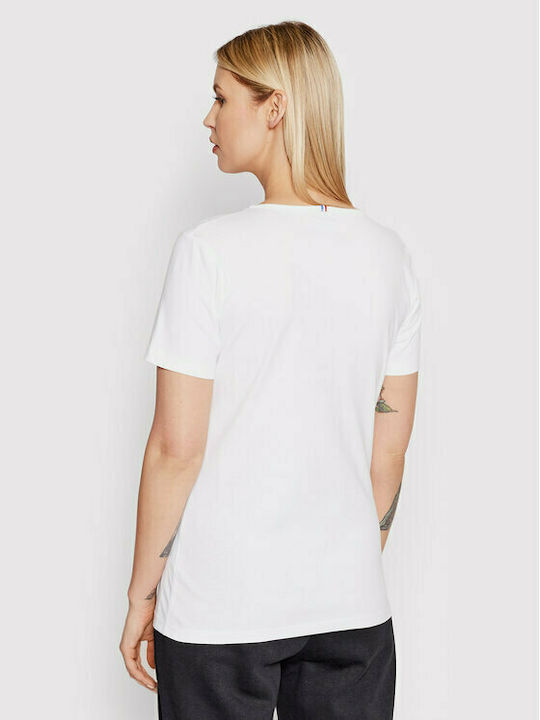 Le Coq Sportif Women's Athletic T-shirt with V Neckline White