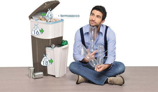 Bama Recycling Mülleimer Kunststoff Weiß-Grau Hell 38,5l