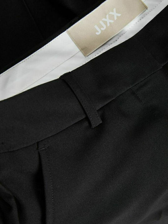 Damen Hoch tailliert Stoff Hose Schwarz