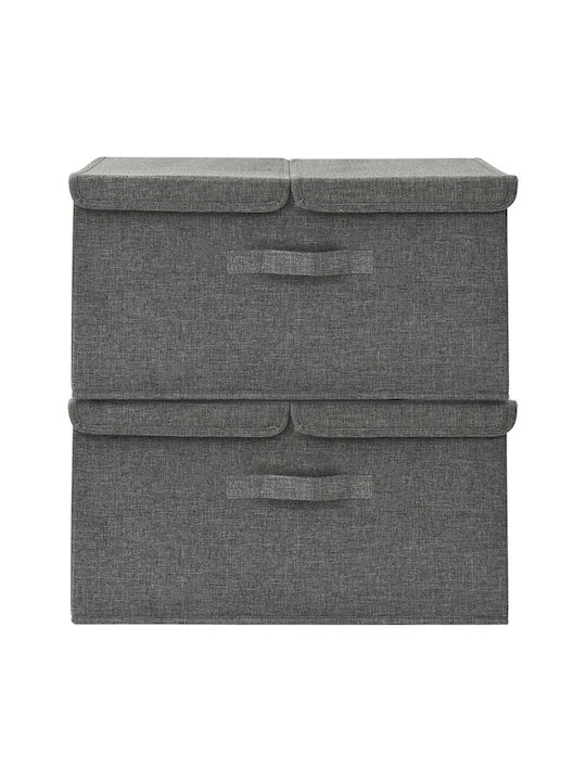 vidaXL Fabric Storage Box with Lid Gray 50x30x25cm 2pcs
