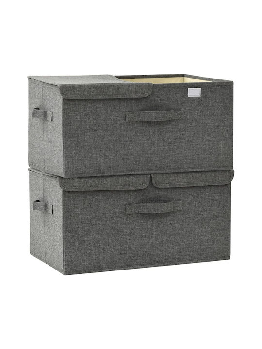 vidaXL Fabric Storage Box with Lid Gray 50x30x25cm 2pcs