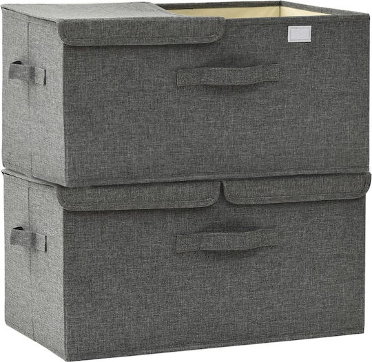 vidaXL Fabric Storage Box with Lid Gray 50x30x25cm 2pcs