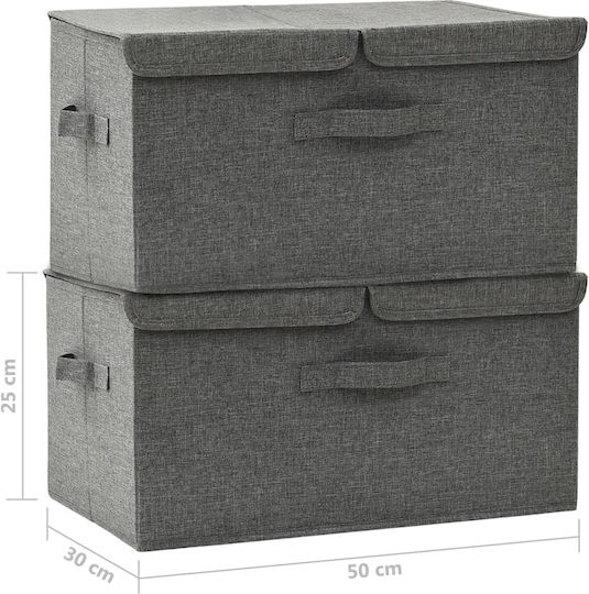 vidaXL Fabric Storage Box with Lid Gray 50x30x25cm 2pcs