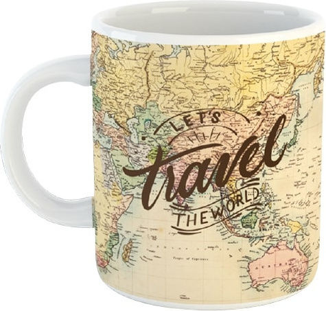 I-Total Old Maps Ceramic Multicolour Mug 295ml