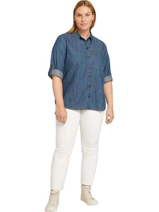 Women's Denim Long Sleeve Shirt Blue