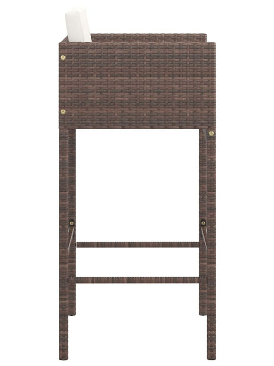 Garden Bar Stool Outdoor Rattan with Brown Cushion 4 Pieces 50x48x100cm