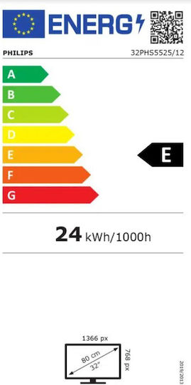 Philips Τηλεόραση 32" HD Ready LED PHS5525 (2020) 32PHS5525/12