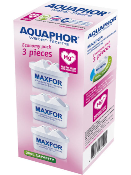 Aquaphor Ανταλλακτικό Φίλτρο Νερού για Κανάτα από Ενεργό Άνθρακα B100-25 Mg+ Maxfor 3τμχ