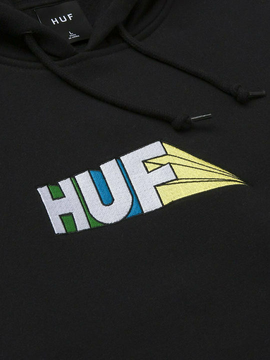 HUF Sprectrum Herren Sweatshirt mit Kapuze und Taschen Schwarz