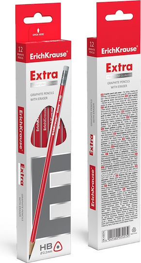 ErichKrause Extra Pencil HB with Eraser Red