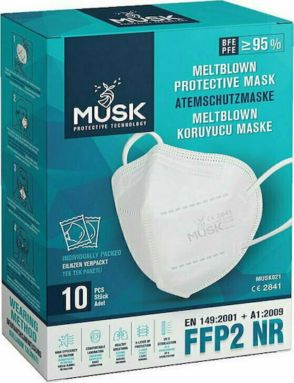 Musk Meltblown Protective Disposable Protective Mask FFP2 White 10pcs