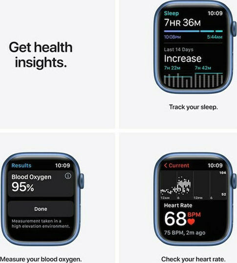 Apple Watch Series 7 Aluminium 45mm Wasserdicht mit Pulsmesser (Blue)