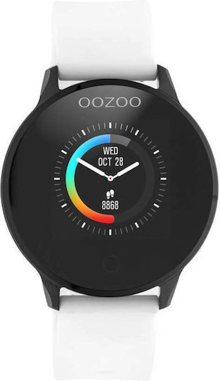 Oozoo Q00112 Stainless Steel 43mm Smartwatch με Παλμογράφο (Μαύρο / Λευκό)