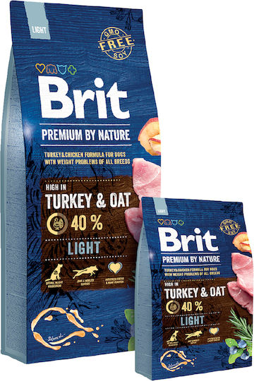 Brit Premium by Nature Light 3kg Hrană Uscată Dietetic, fără Gluten pentru Câini Adulţi Sterilizaţi cu Curcan