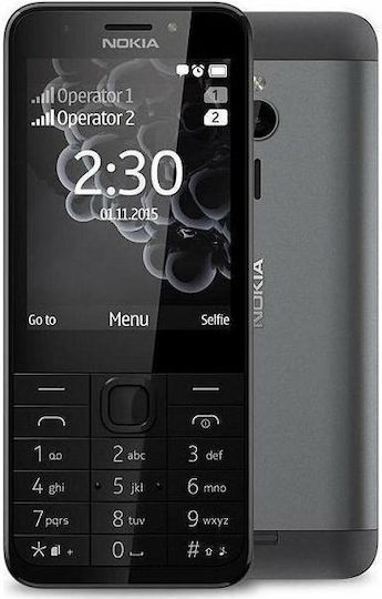Nokia 230 Dual SIM Mobile with Buttons (English Menu) Dark Silver