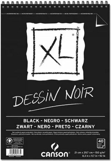 Canson Bloc de Desen Dessin Noir A4 29.7x21cm 40 de file Hârtie neagră A4 21x29.7cm 105039086