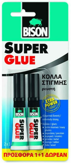 Bison Liquid Super Glue Xtra Power 3ml 2pcs x (1 Package) Transparent