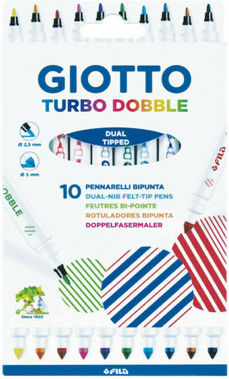 Giotto Turbo Dobble Μαρκαδόροι Ζωγραφικής με Διπλή Μύτη σε 10 Χρώματα