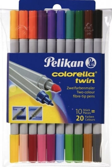 Pelikan Colorella Twin Drawing Markers 1mm Double Tip Set 10pcs
