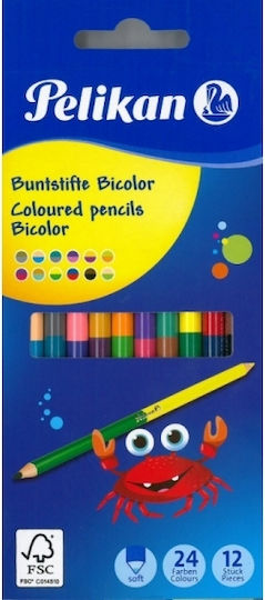 Pelikan Bicolor Pencils Set Διπλές 12pcs