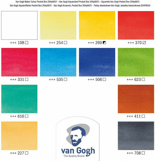 Royal Talens Van Gogh Σετ Νερομπογιές Πολύχρωμες με Πινέλο 12τμχ