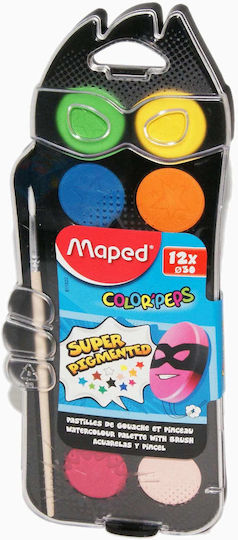 Maped Color'Peps Set of Watercolours Multicolored with Brush 12pcs