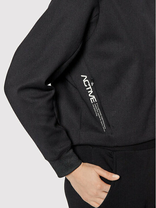 Gekürzt Damen Sweatshirt Schwarz