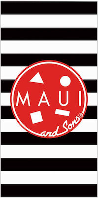 Maui & Sons Striped Cookie Kids Beach Towel Black 150x75cm