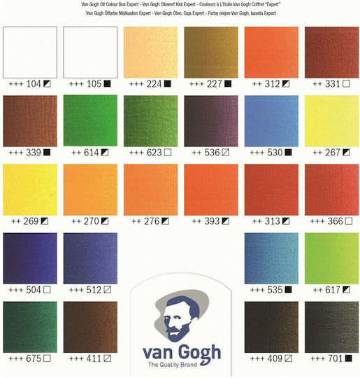 Royal Talens Van Gogh Inspiration Oil Colour Box Painting Set in Case Brown 10x10cm