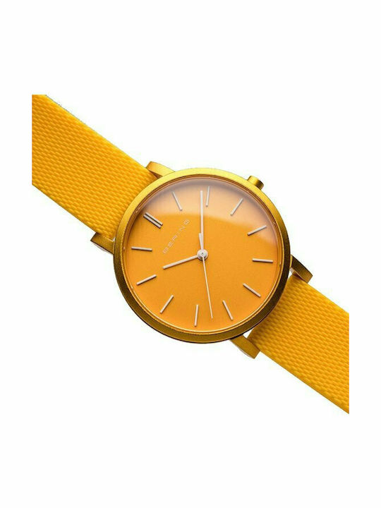Bering Time Aurora Men's Watch 34mm Battery with Yellow Rubber Strap