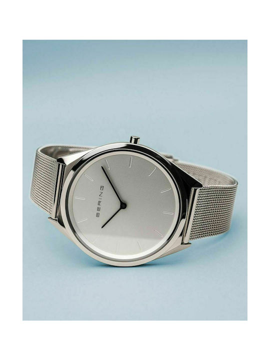 Bering Time Ultra Slim Ανδρικό Ρολόι 39mm Μπαταρίας με Ασημί Ατσάλινο Μπρασελέ