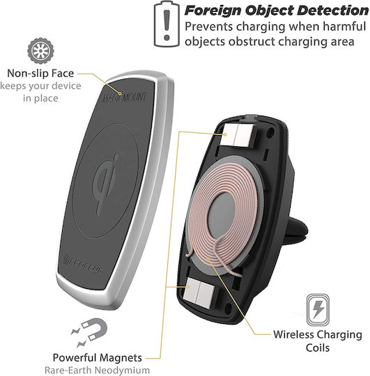 Scosche MagicMount Charge Auto Handyhalterung mit Magnet und Kabelloses Laden Schwarz