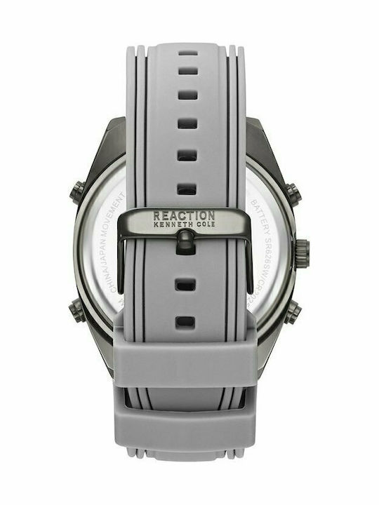 Kenneth Cole Αναλογικό/Ψηφιακό Ανδρικό Ρολόι 44mm Χρονογράφος Μπαταρίας με Γκρι Καουτσούκ Λουράκι