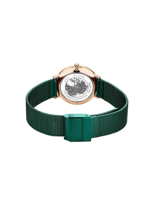 Bering Time Watch with Green Metal Bracelet