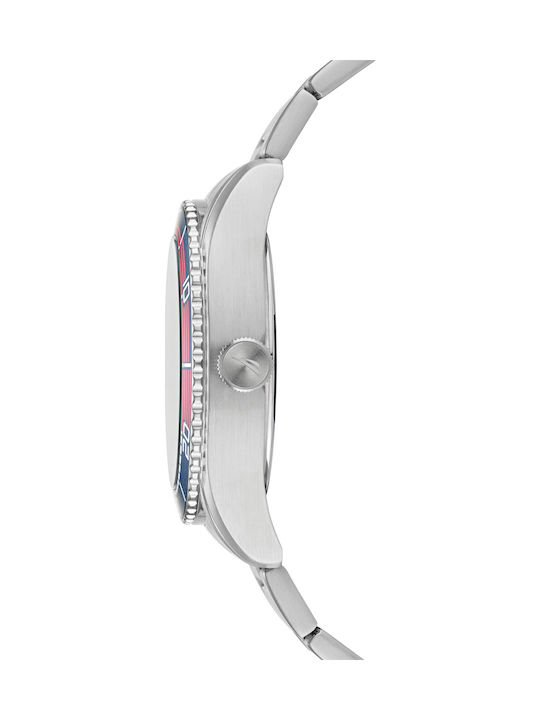 Nautica N83 Finn World Ανδρικό Ρολόι 44mm Μπαταρίας με Μεταλλικό Μπρασελέ Silver/Blue