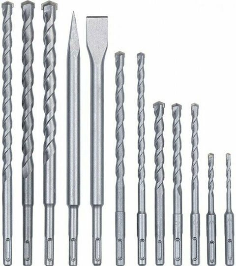Einhell Set Spitzmeißel & Meißelmeißel & Bohrer 12Stück mit Aufnahme SDS Plus