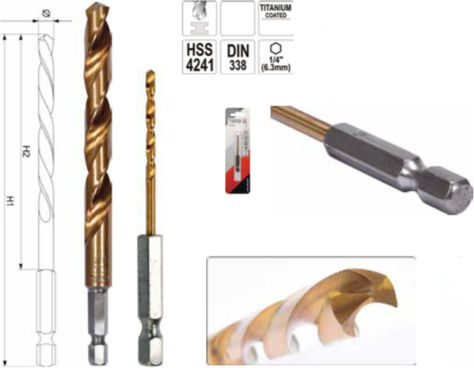 Yato Drill HSS Titanium with Hexagonal Shank for Metal 3.5x90mm