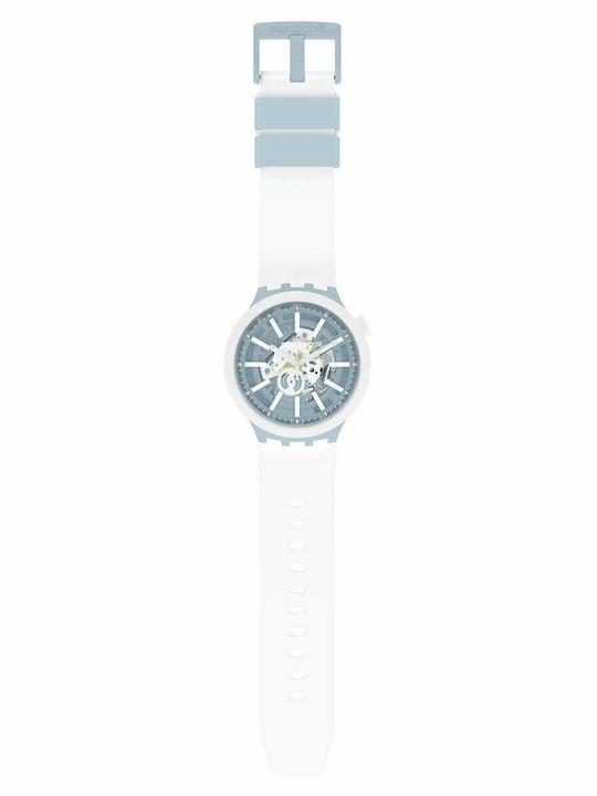 Swatch Bioceramic Men's Watch 41mm Battery with White Rubber Strap