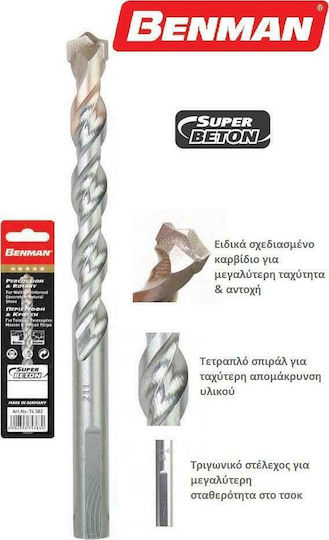 Benman Diamond Drill Carbide with Triangular Shank for Masonry 6x150mm