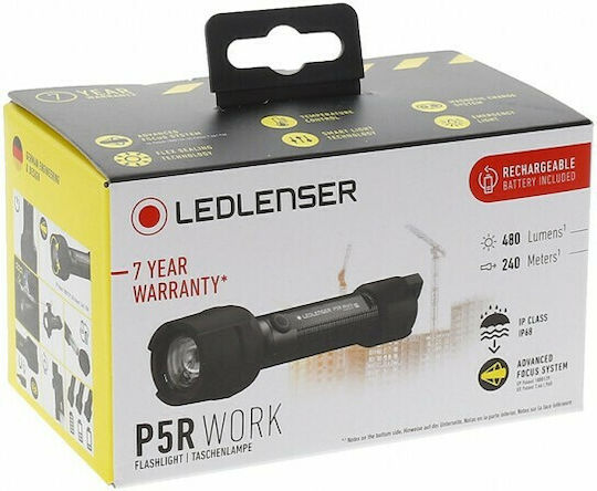 LedLenser Wiederaufladbar Taschenlampe LED IP68 mit maximaler Helligkeit 480lm P5r Schwarz