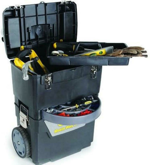 Stanley Wheeled Plastic Tool Carrier 2 Slot with Toolbox W47.3xD30.2xH62.7cm