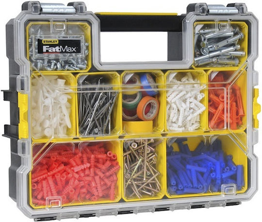 Stanley FatMax Tool Compartment Organiser 10 Slot with Removable Box Yellow 44.6x35x11cm