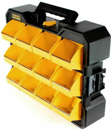 Stanley Tool Compartment Organiser 12 Slot with Removable Box Yellow 44.6x35.6x11.6cm