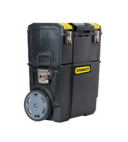 Stanley Wheeled Plastic Tool Carrier 2 Slot with Toolbox W47.5xD28.4xH57cm