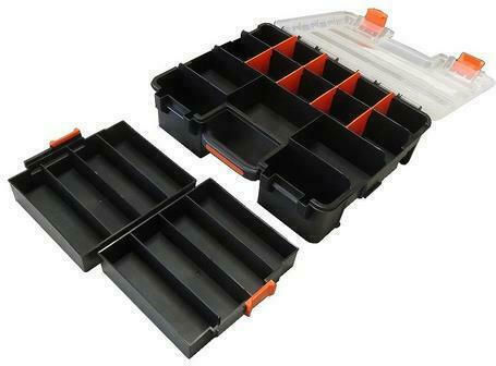 Tactix Tool Compartment Organiser 17 Slot Adjustable Black 43.2x35.5x12cm