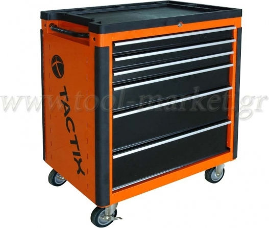 Tactix Wheeled Metallic Tool Carrier with 6 Drawers W66xD48xH93cm