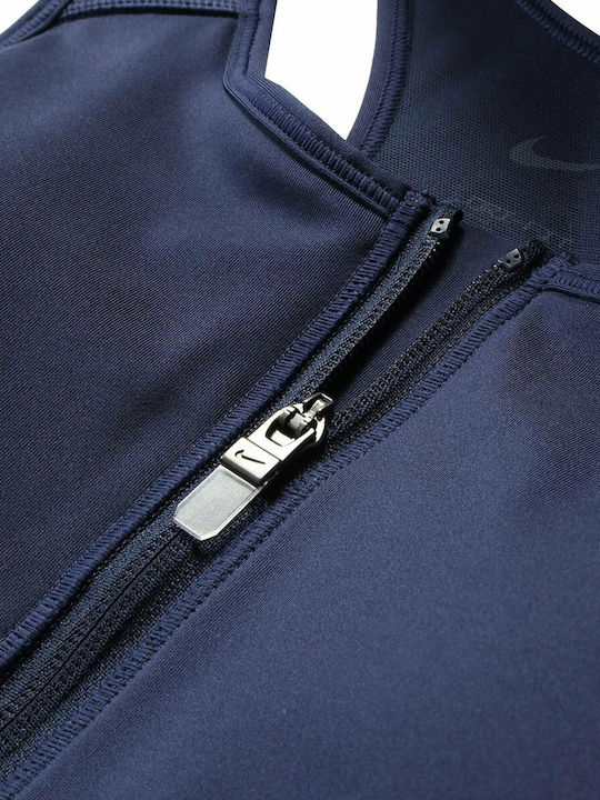 Swoosh Women's Athletic Sports Bra Navy Blue with Removable Padding
