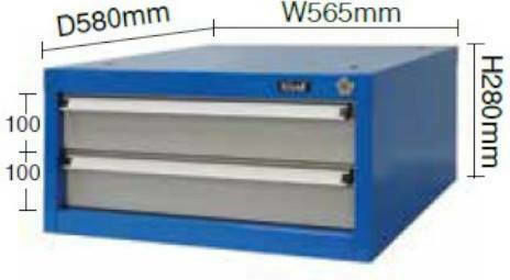 Bulle Metallic Tool Carrier with 2 Drawers W58xD56.5xH28cm DR 20-2