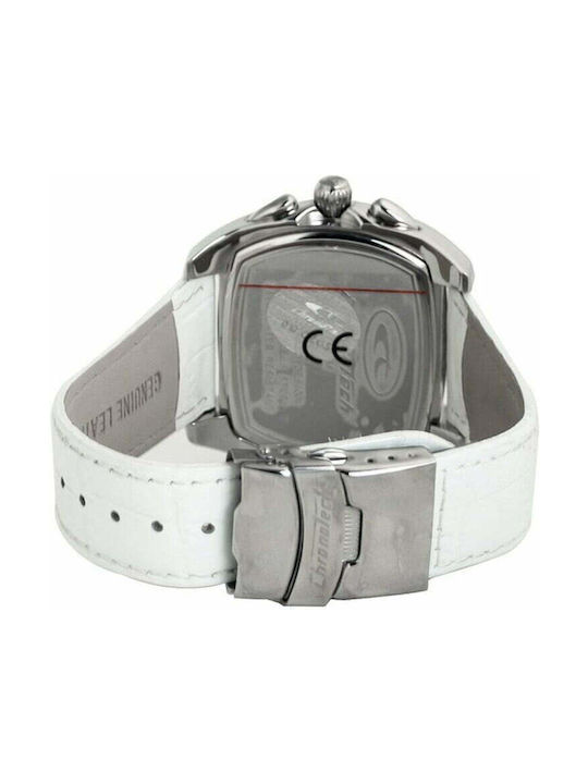 Chronotech Watch Chronograph Battery with White Leather Strap CT2185M-09