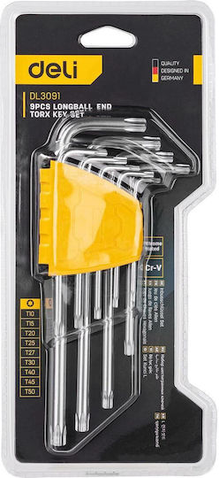 Deli Σετ 9 Κλειδιά Torx σε Σχήμα L